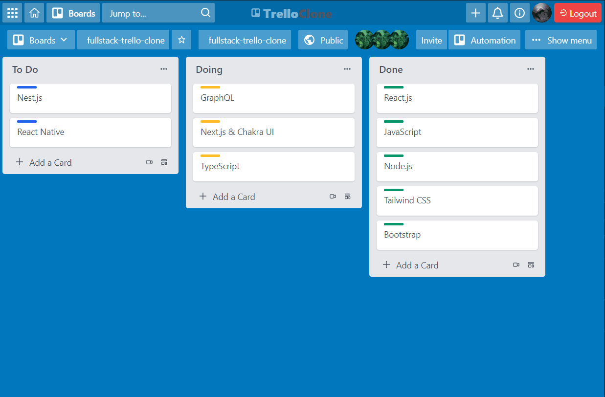 Trello Board Clone